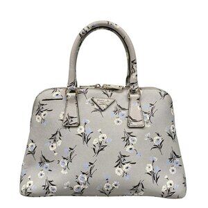 Auth PRADA - BL837P Gray Black Multi Leather (Saffiano soft) Handbag